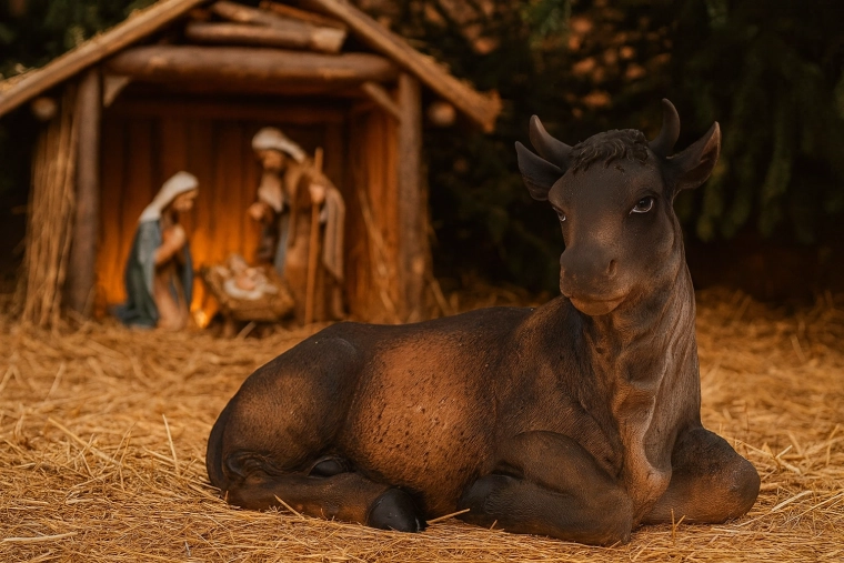 Polyresin Nativity Cow Figurine 30 cm