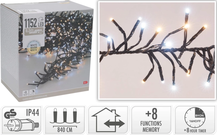 Kalėdinė LED šviesos girlianda 8,4 m 1152 LED šilta balta su laikmačiu