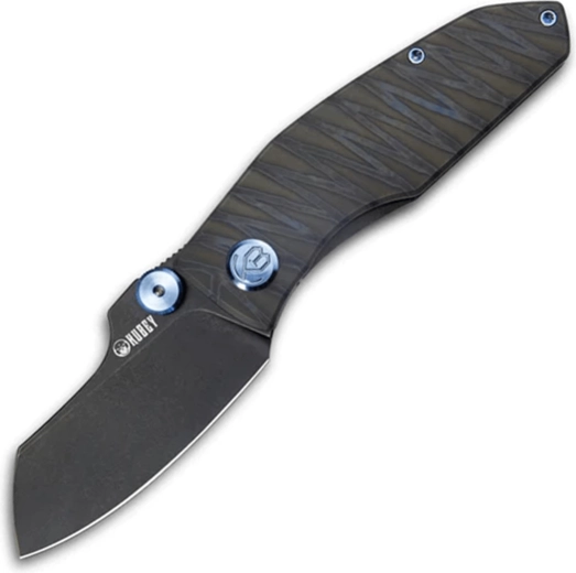 Kubey Monsterdog Titanium Blackwash kišeninis peilis 7,5 cm su titanine rankena Tiger Stripes