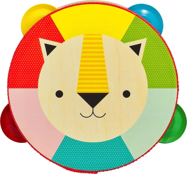 PETIT COLLAGE Wooden Tambourine with Lion Motif