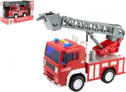 Gaisrinis automobilis su vandens purkštuvu ir šviesos efektais