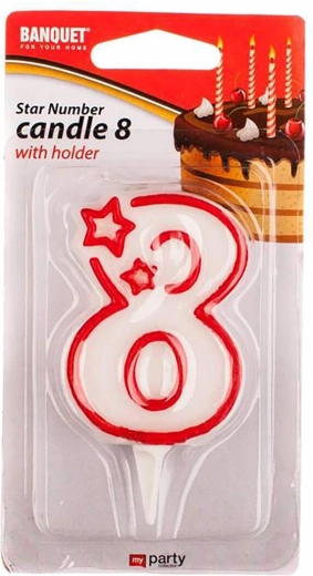 Birthday candle number 8 MY PARTY 7 × 4.5 cm