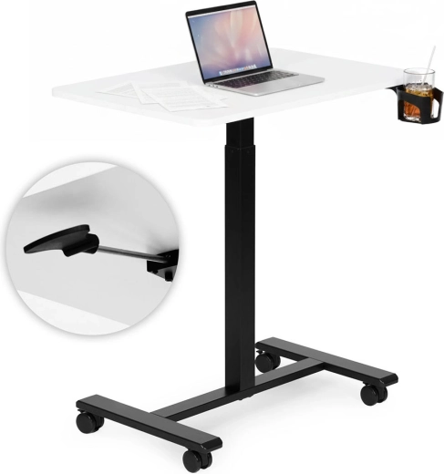 Mobile height-adjustable laptop table ModernHome 70 × 48 cm white