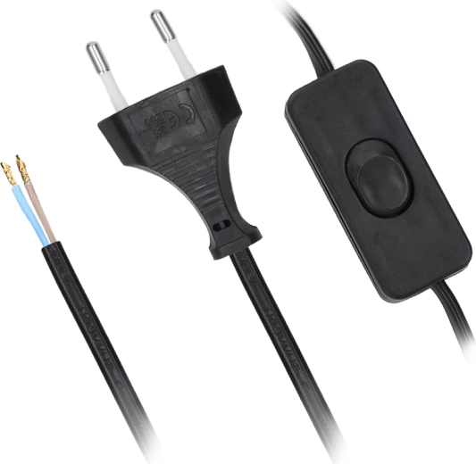 Solight flex cord with switch 2 m, 2 × 0.75 mm², black, flat