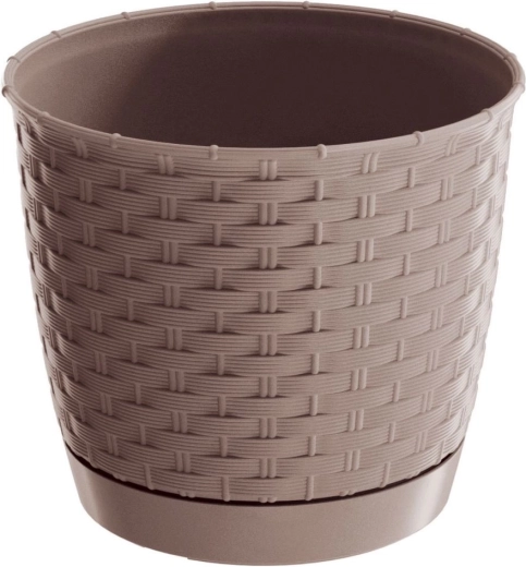 Gėlių vazonas Ratolla Round 25 cm mocca su padėkliuku
