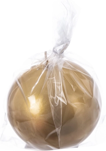 Decorative round candle, glossy gold, 10 cm