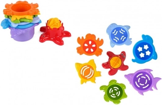 Dėliojami puodeliai vandeniui ir smėliui – jūrų gyvūnėliai, 7 dalys