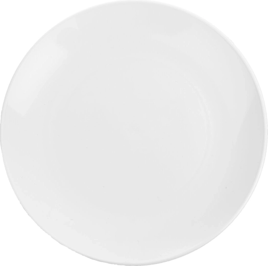 White shallow plastic plate 22.5 cm