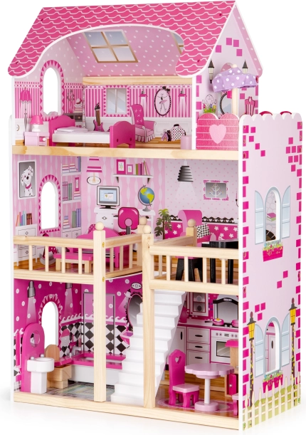 Medinis lėlių namelis su baldais nuo ECOTOYS