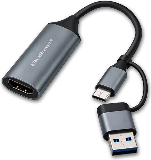 USB‑C/USB‑A to HDMI Adapter 4K 30 Hz Aluminum