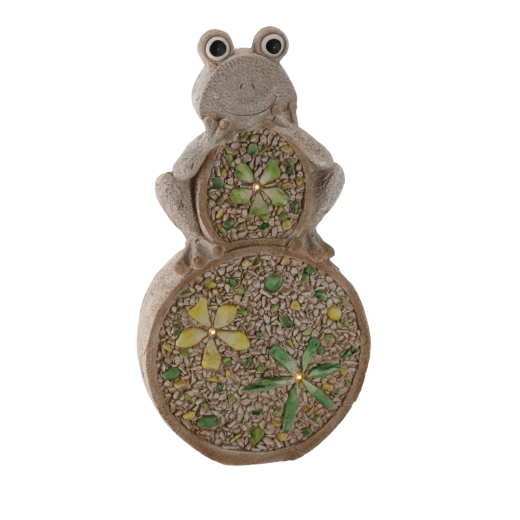 Garden frog on stone with LED lighting 25 × 9 × 49 cm