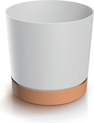 Flower pot with saucer TUBO PM 12.8 cm white naturo ECO