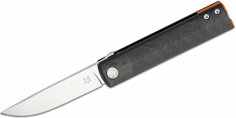 Fox Knives FX-543 CFO Chnops kišeninis peilis 7,5 cm, juodas/oranžinis, anglies pluoštas