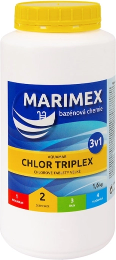 Marimex Chlor Triplex 1,6 kg – daugiafunkcės baseino tabletės