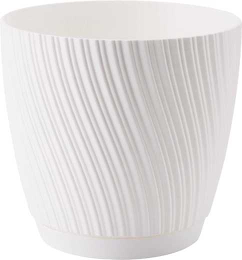 Mika Eco Recycled Flower Pot with Saucer 27 cm White