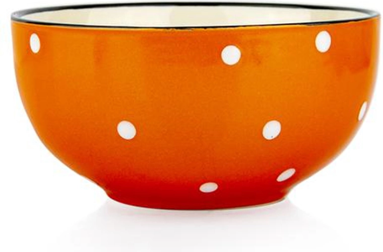 Oranžinis keraminis dubenėlis su baltais taškeliais 490 ml, 13 cm