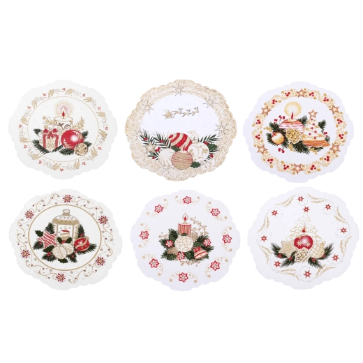 Christmas round paper napkins with the “Boże Narodzenie” motif 28 cm (6 pcs)