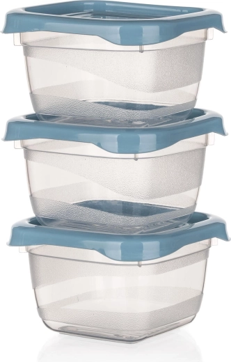 Set of square food containers 0.1 l CULINARIA, Nordic blue, 3 pcs