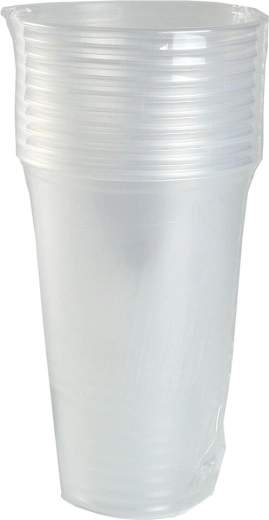 Plastikinis puodelis 500 ml skaidrus – rinkinys 10 vnt.