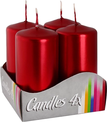 Advent candles metallic red 80 × 40 mm gloss (4 pcs)