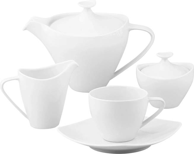 MariaPaula moderna coffee set, white, square, 15 pcs for 6 people