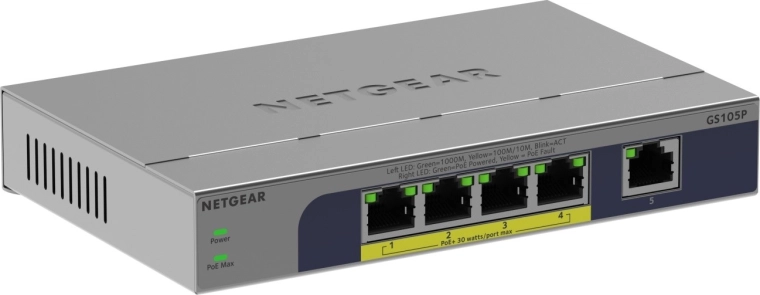 Netgear unmanaged 5-port Gigabit switch with PoE+