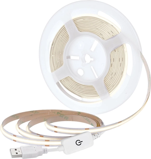 Solight COB LED juosta 5 m neutrali balta 4000 K, USB, su jungikliu, 8 mm