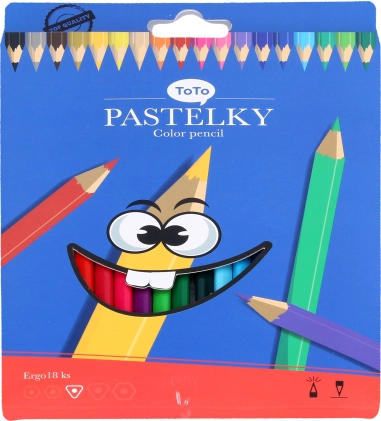 Trikampės ERGO pieštukinės kreidelės, rinkinys 18 spalvų