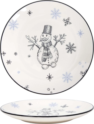 Blue snowman plate 19 cm