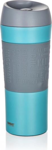 Kelioninis termo puodelis 400 ml MATTY, nerūdijantis plienas ir silikonas, mėlynas