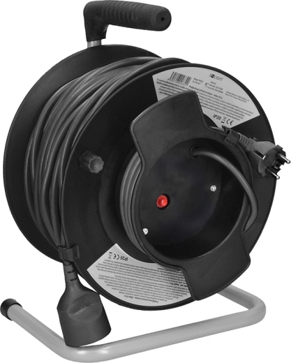 Solight 50 m cable reel extension cord, 1 socket, black
