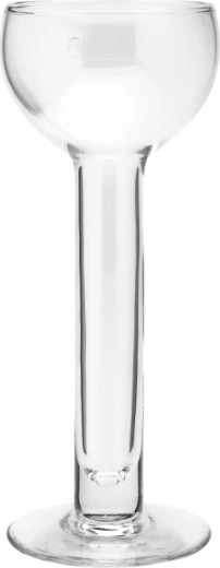 Glass water candle holder on a tall stem