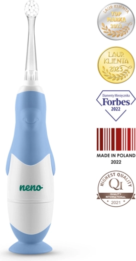 Vaikiškas elektrinis dantų šepetėlis Neno Denti Blue 0–3 m.