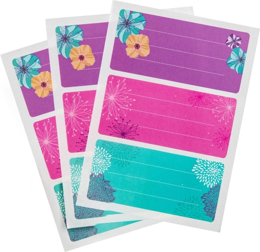 Paper Self-Adhesive Notebook Labels – Flowers, 9 pcs