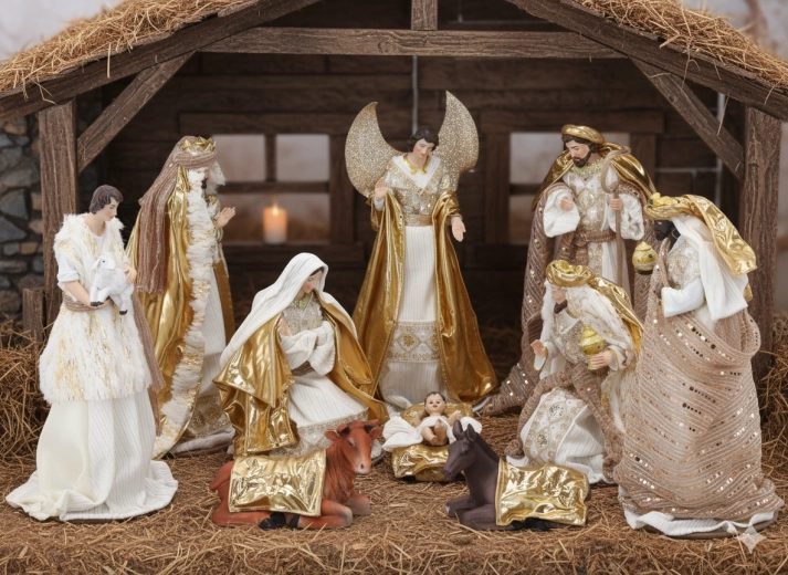 10 vnt. kalėdinių prakartėlės figūrėlių rinkinys (iki 33 cm)