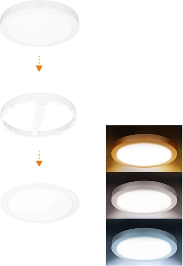 Solight LED mini panelė vonios kambariui 2in1 3CCT 18 W IP54 balta apvali