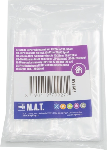 LDPE resealable bags 15 × 22 cm, transparent, 25 pcs