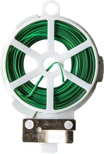 Flat tying wire with plastic coating and cutting device 30 m