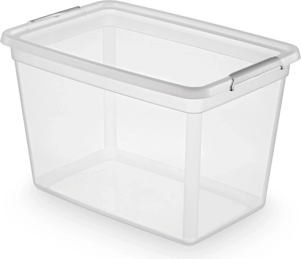 Basestore laikymo dėžė su dangčiu ir spaustukais, 60 l (58 × 39 × 35 cm)