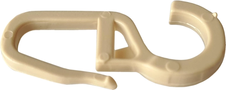 Plastikiniai smėlio spalvos užuolaidų kabliukai, dideli (10 vnt.)