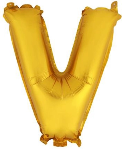 Folinis balionas TORO raidė V 30 cm, auksinis