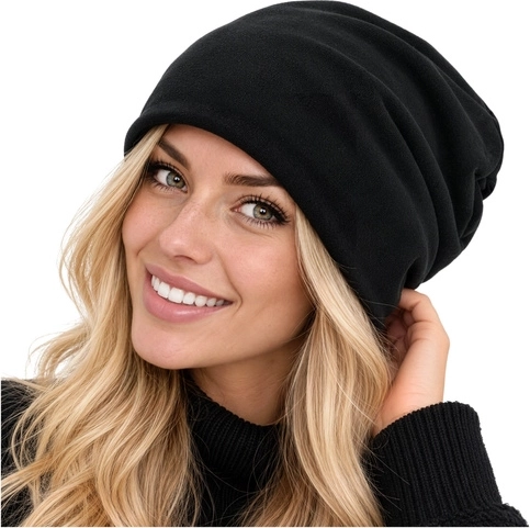 Žieminė kepurė beanie Trizand juoda su flisine pamušalu