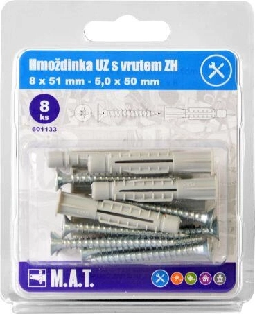 Knot anchor with flange 8 mm with screw 5x50 mm (8 pcs)