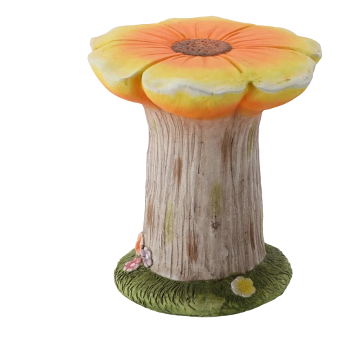 Garden Plant Pot Stand with Orange Flower