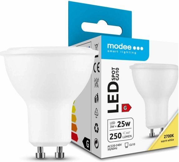 Modee LED taškinė lemputė GU10 3 W, 250 lm, šilta balta 2700 K