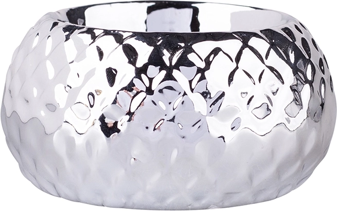 Porcelain candle holder with relief in a silver finish 7.5 × 7.5 × 3.5 cm