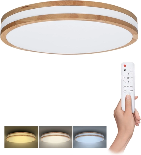 Solight LED lubinis / sieninis šviestuvas Woody su nuotolinio valdymo pultu 60 W, 50 cm, reguliuojamo ryškumo ir su spalvinės temperatūros keitimu