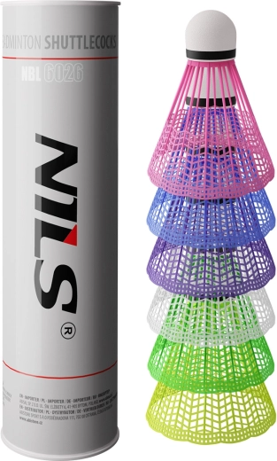 Badmintono plunksnos NILS multicolor 6 vnt.