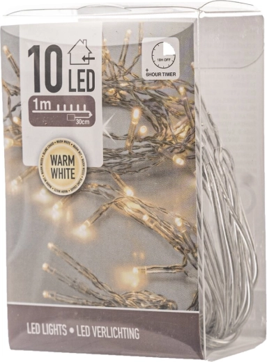 LED šviesos girlianda interjerui 1 m, 10 LED, šilta geltona, su laikmačiu
