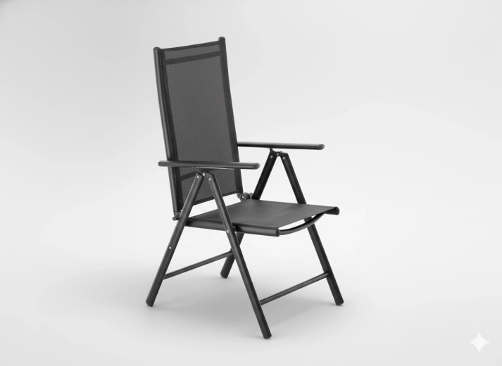 Folding aluminum garden chair, gray 66 × 56 × 107 cm